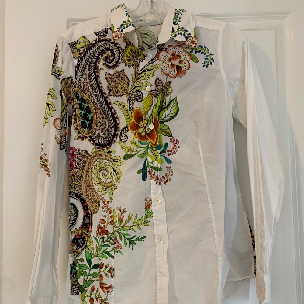 Etro multi-colored blouse, Italian size 46 comfortable for 8 to 10